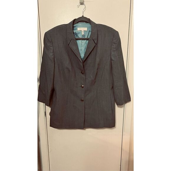 Escada Gray 3/4 Sleeve Career Blazer Jacket SZ 42 SZ 12 - Picture 8 of 11